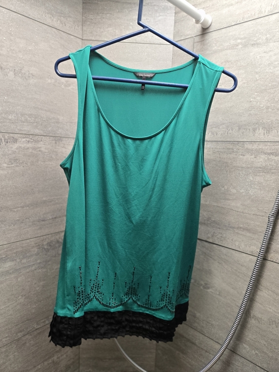Daisy Fuentes Tops - Style & Co. Teal Sleeveless Embellished Tank Top
